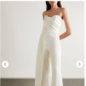 SAFIYAA Layered strapless crepe jumpsuit in ivory